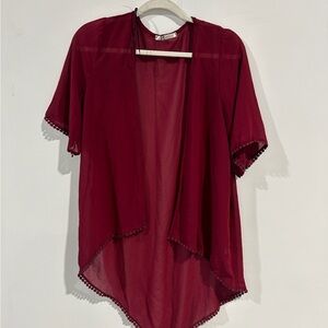 Sheer Burgundy Kimono Cardigan